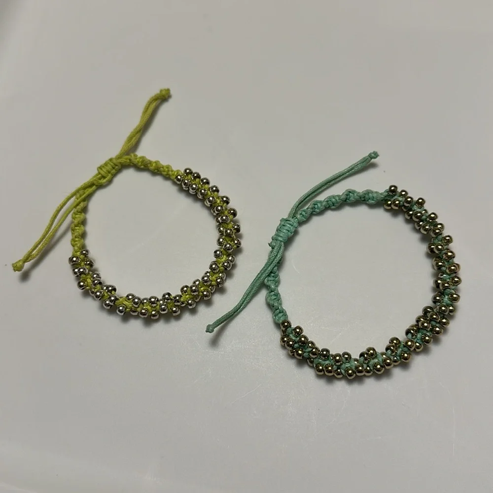 Lot of 11 Handmade Bracelets - Blue Leather Wrap Hand Stamped & Beaded - Picture 3 of 16